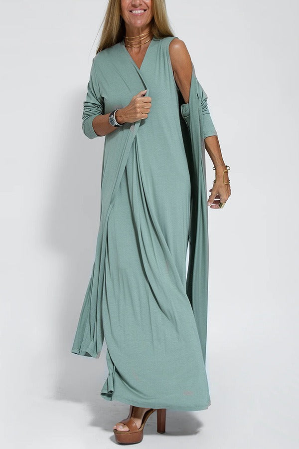 Product Image for Heidi-Mode | Maxi Kleid Mit Cardigan Chic Atmungsaktiver Stoff Für Den Alltag Für Frauen, Weiß / S