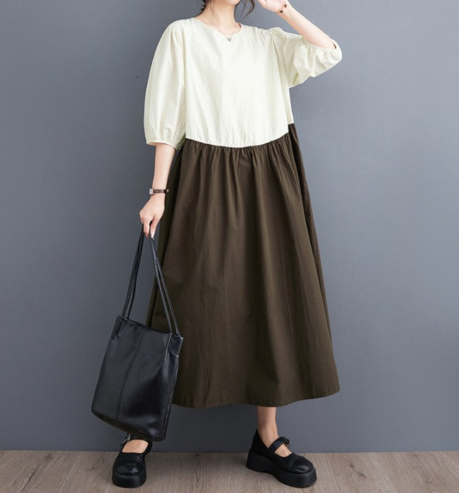 Product Image for Heidi-Mode | Weißes Übergroßes Patchwork Leinenkleid, 5XL
