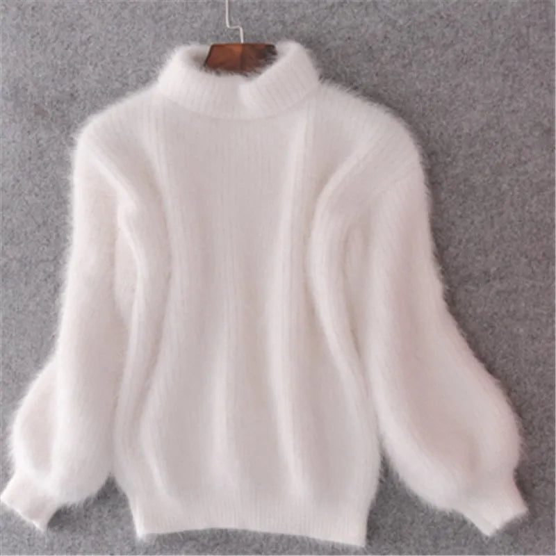 Product Image for Heidi-Mode | Pull En Tricot Lâche De Couleur Fixe - Pull Vintage Angora, Blanc / L