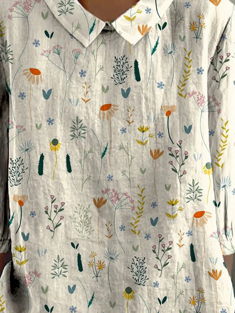Product Image for Heidi-Mode | Damen Garten Design Bluse Weiß, Blumenmuster / S