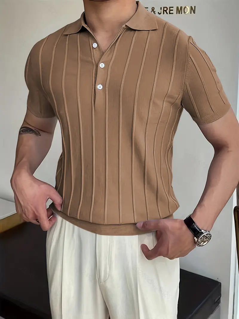 Product Image for Luca Vertikal Randig Chic Poloshirt, Braun / S