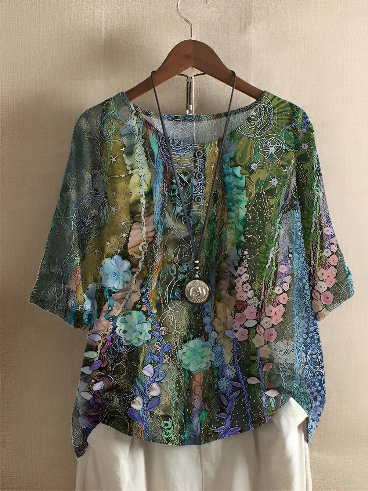 Product Image for Heidi-Mode | A-Linien Bluse Floral Fiber Art, Gelb / M