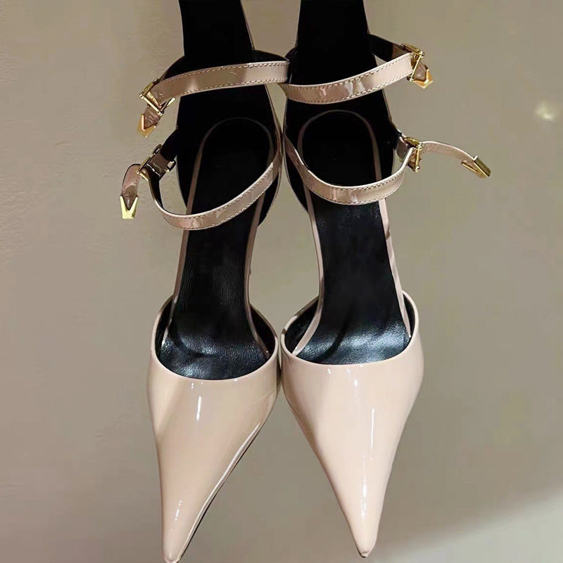 Product Image for Heidi-Mode | Damenmode Spitz Patentreisen Flache Feine High-Heels Sandalen, Aprikose / 43