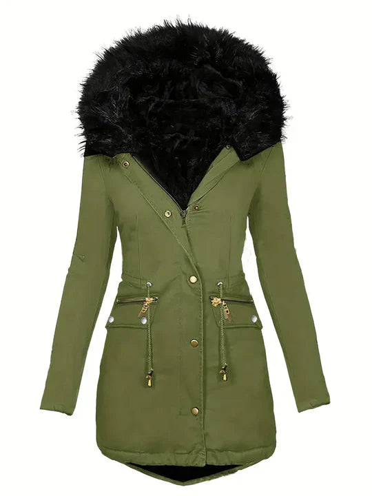 Product Image for Heidi-Mode | Manteau Parka Avec Capuche En Fourrure Synthétique Et Cordon De Serrage, Kaki / XL