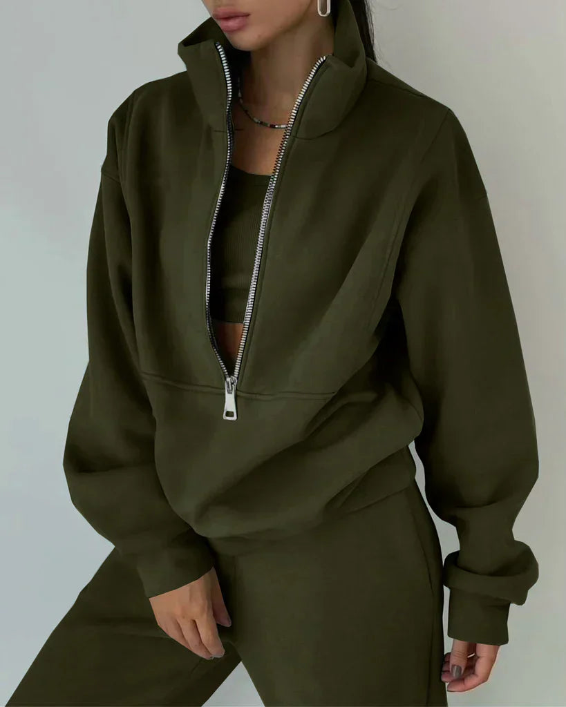 Product Image for Heidi-Mode | Sweat-Shirt Et Pantalon Pour Femme Avec Fermeture Éclair, Vert olive / L