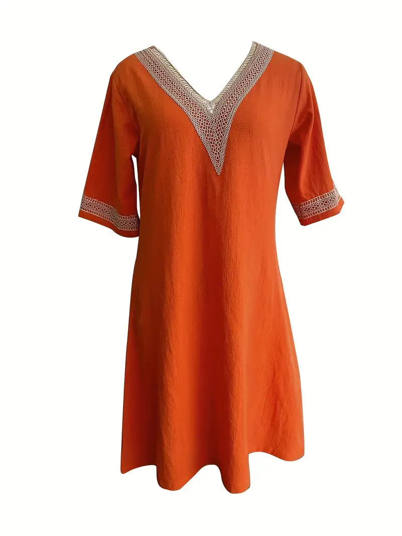 Product Image for Guipure Spitzen V Ausschnitt Kleid, Schwarz / XL