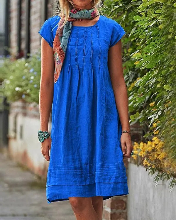 Product Image for Heidi-Mode | Legere Vintage Schlichte Leinenkleider für Frauen, Blau / 4XL