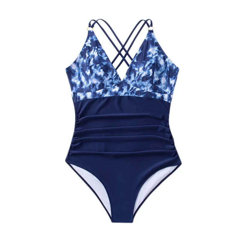 Product Image for Heidi-Mode | Einteiliger Badeanzug Faserprint Falten, MARINEBLAU / 4XL