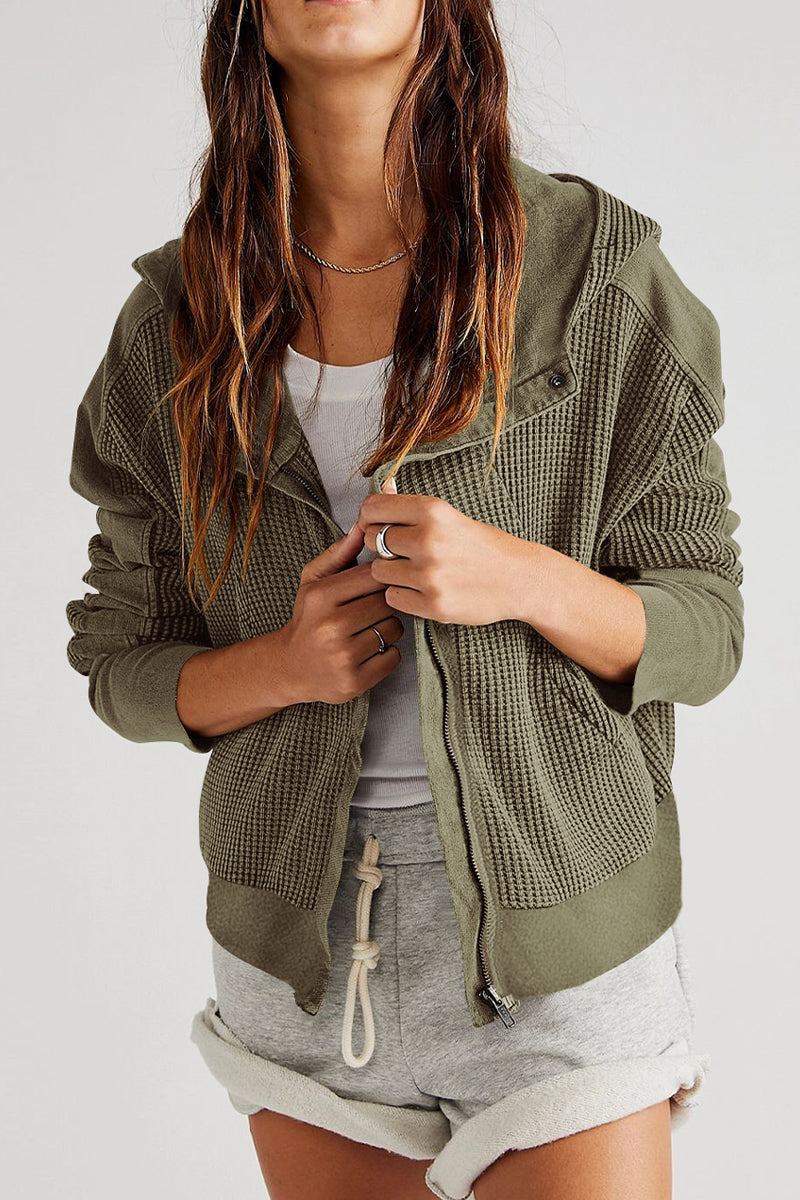 Product Image for Waffelstrickjacke mit Kapuze und langen Ärmeln, Mos / M