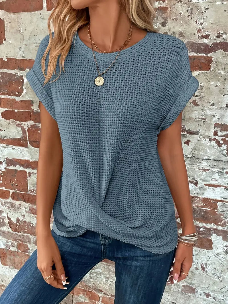Product Image for Heidi-Mode | Waflowa Strick Batwing Weiches Hellblau Top mit Gedrehtem Saum, Pawet Himmel / XL