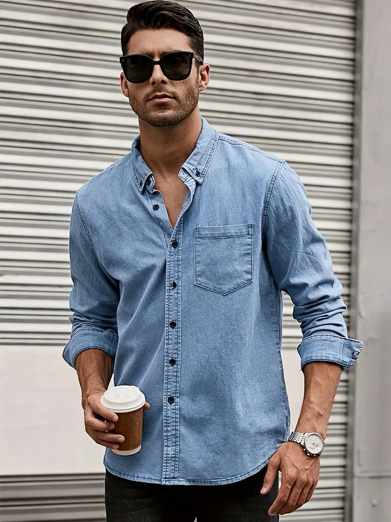 Product Image for Heidi-Mode Gestreiftes Hemd Denim Reguläre Passform Heinrich, 3XL / Hellblau