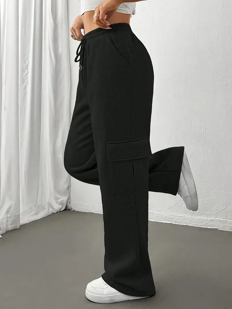 Product Image for Heidi-Mode | Damen Gerade Bein Jogginghose mit Klappentaschen, Schwarz / M