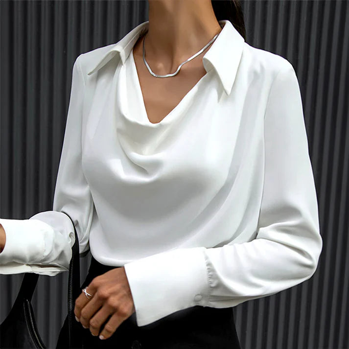 Product Image for Heidi-Mode | Lange Ärmel Satin Bluse, Weiß / S