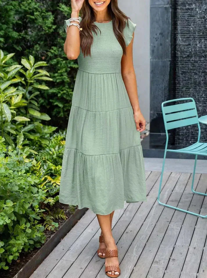 Product Image for Heidi-Mode | Midi-Kleider mit Kurzen Ärmeln für Damen, Helles Grün / L