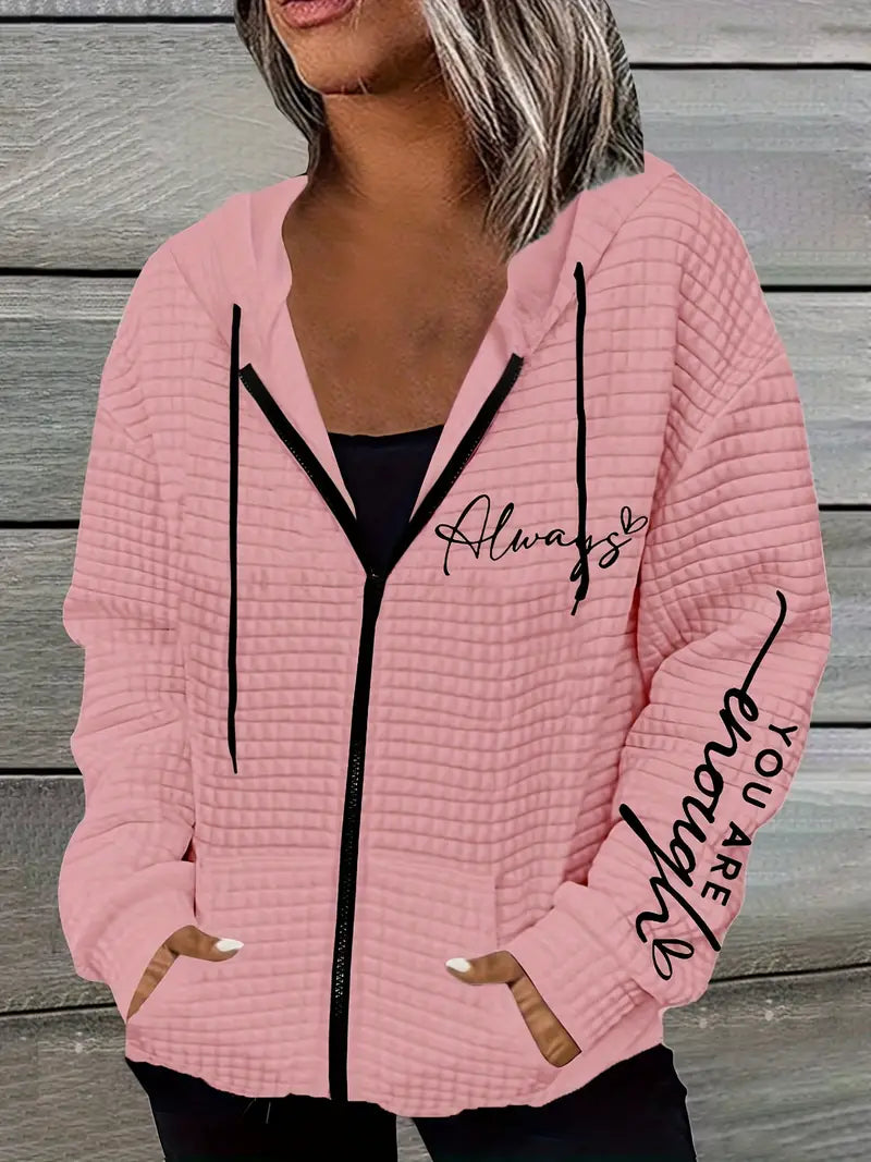 Product Image for Heidi-Mode | Reißverschluss-Hoodie mit Print und zwei Taschen für Damen, Hellrosa / L