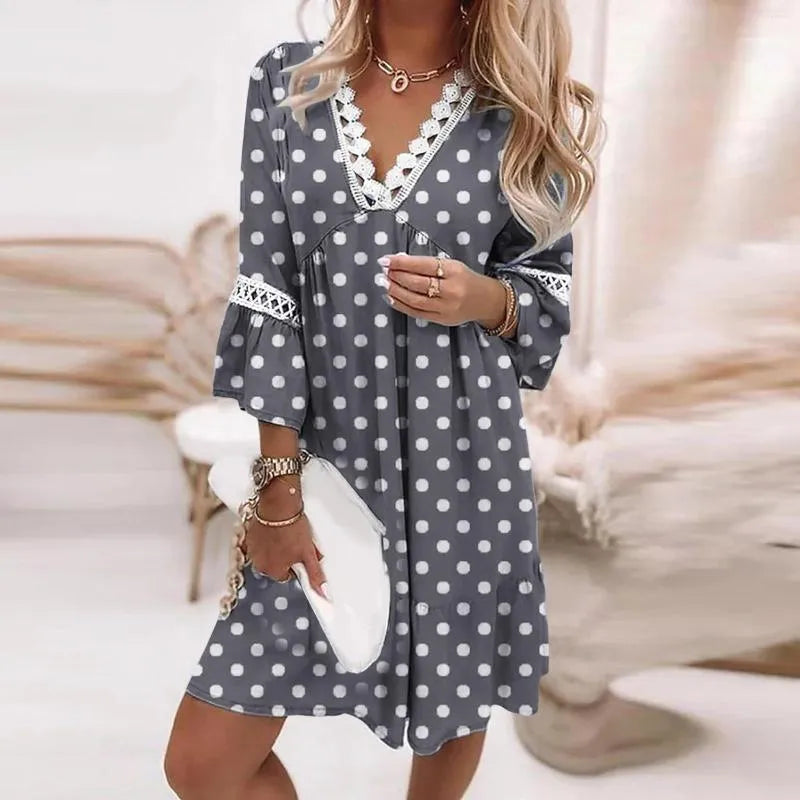 Product Image for Heidi-Mode | Kleider mit V-Ausschnitt und Blumenmuster, Grau / L