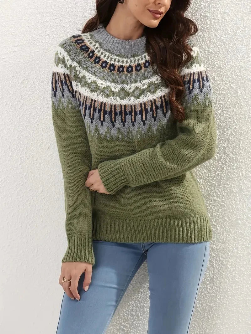 Product Image for Heidi-Mode | Jahrgang Fair Isle Pullover, Grün (fast ausverkauft) / L