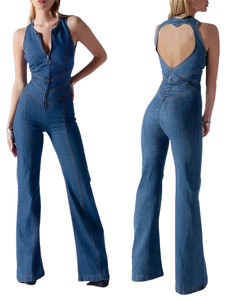 Product Image for rückenfreier Jeans-Overall mit hoher Taille, XS