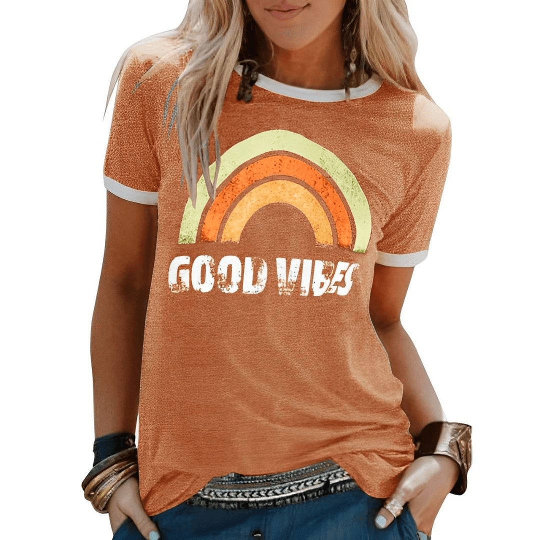 Product Image for Heidi-Mode | Verbreiten Sie Positivität mit Unserem Good Vibes Shirt, Orange / M