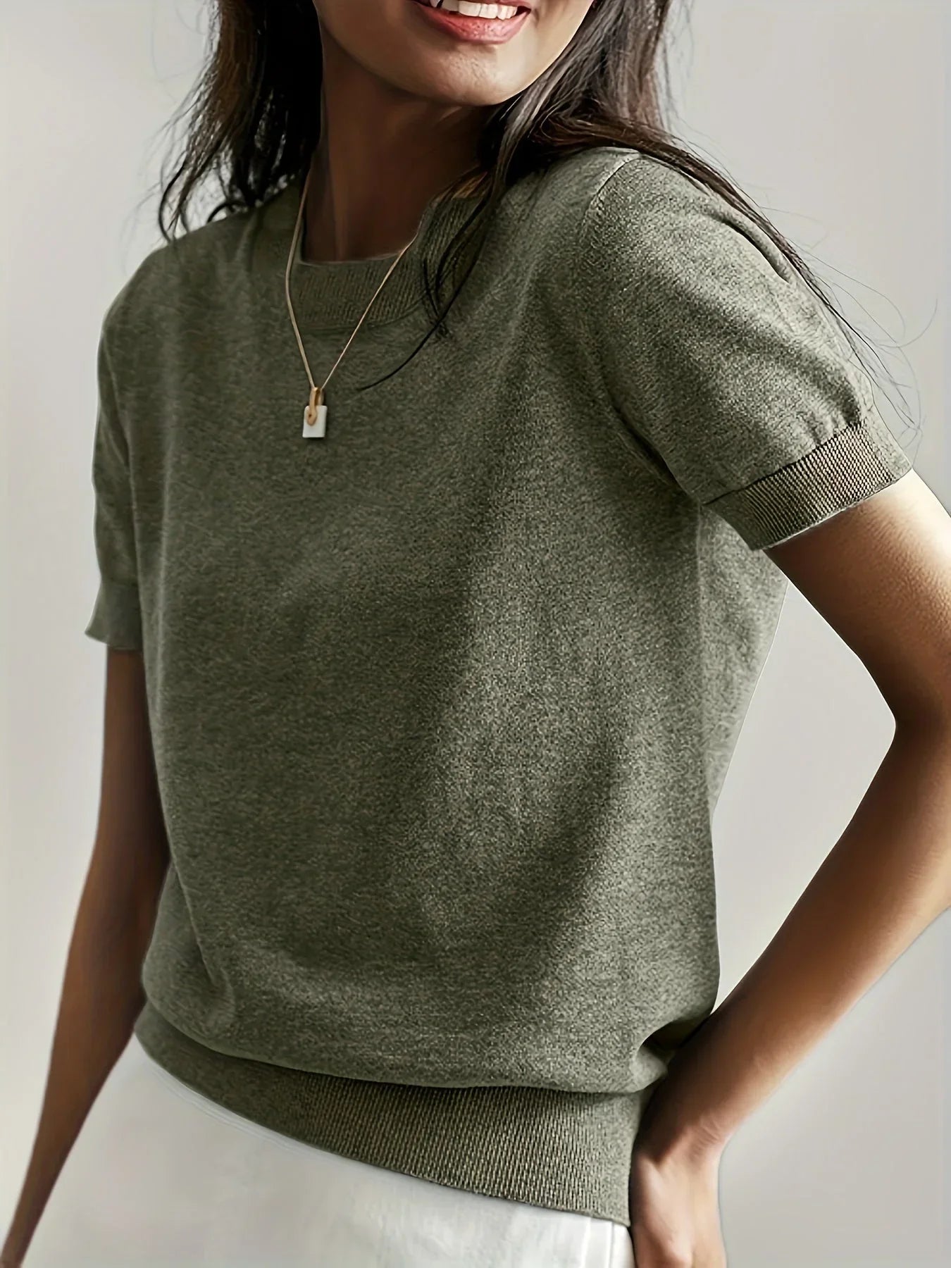 Product Image for Heidi-Mode | Casual Frühling Pullover mit Kurzen Ärmeln, Grün / XS