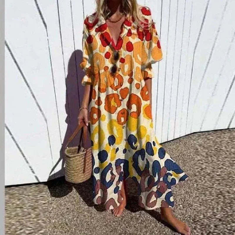 Product Image for Heidi-Mode | Klassisches Boho Maxi Kleid, Gelb / 8 (S)