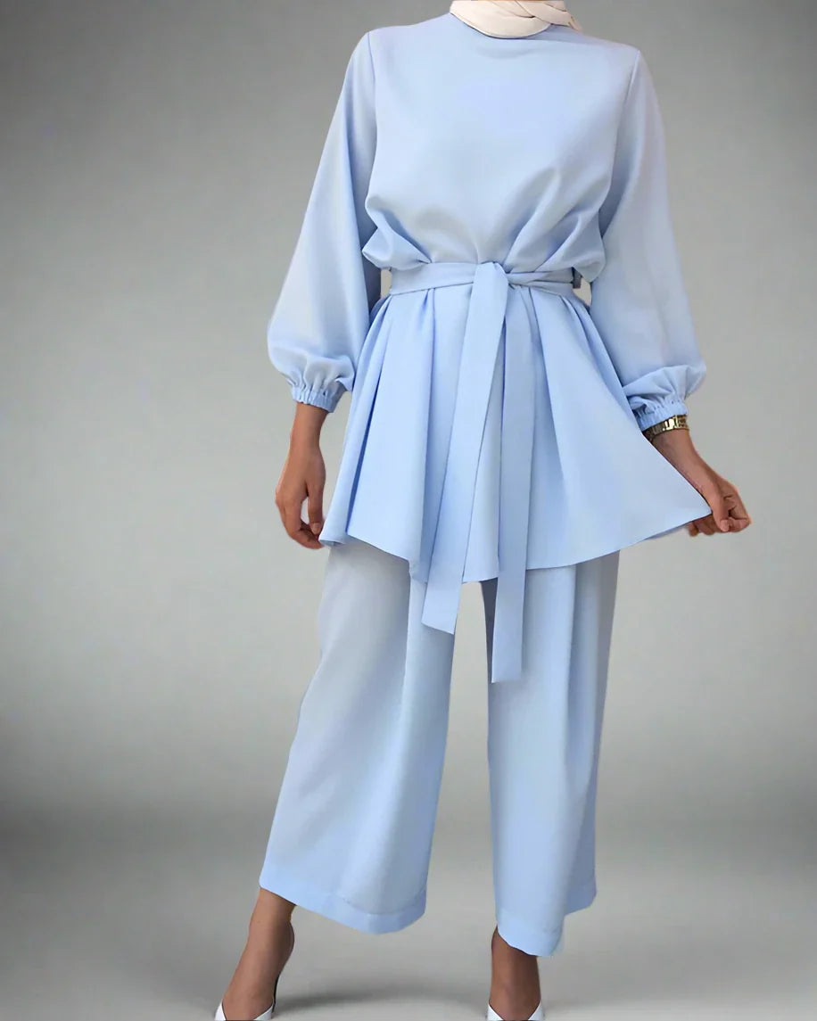 Product Image for Heidi-Mode | Muslim Frauen Damen Kleidung Set 2 Teile Tops und Hosen, XXL / Helles Blau