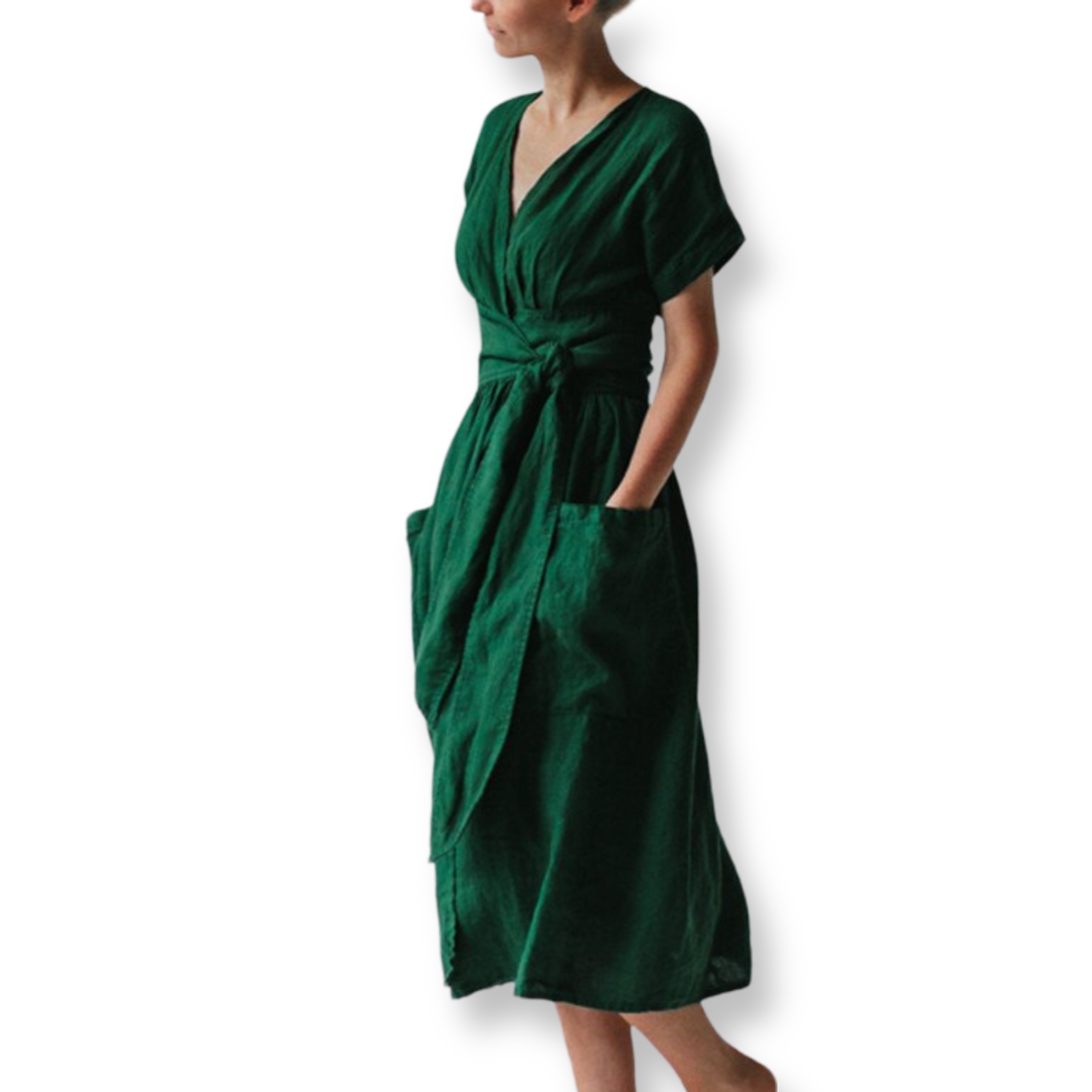 Product Image for elegante wikkeljurk met zakken, Groen / XL