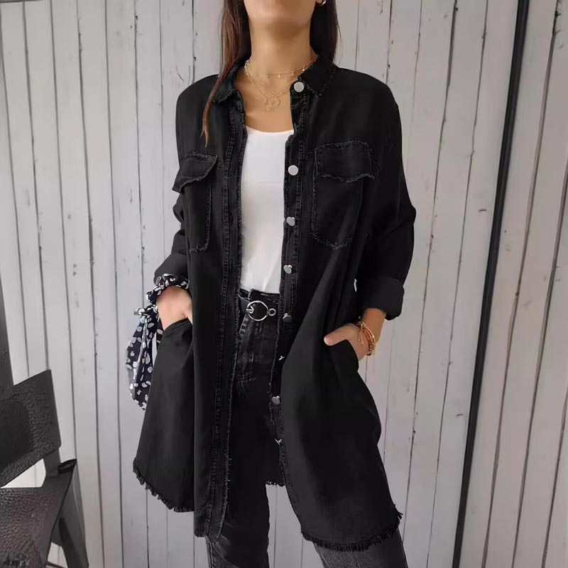 Product Image for Heidi-Mode | Lang Denim Jack, Zwart / 3XL