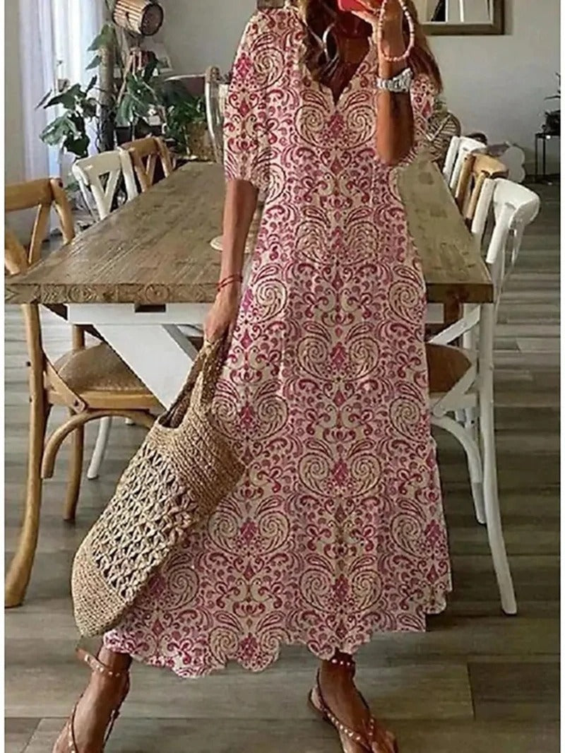 Product Image for Mode - Bohemian Maxi Jurk voor Zomerse Vrouwen, Roze / M