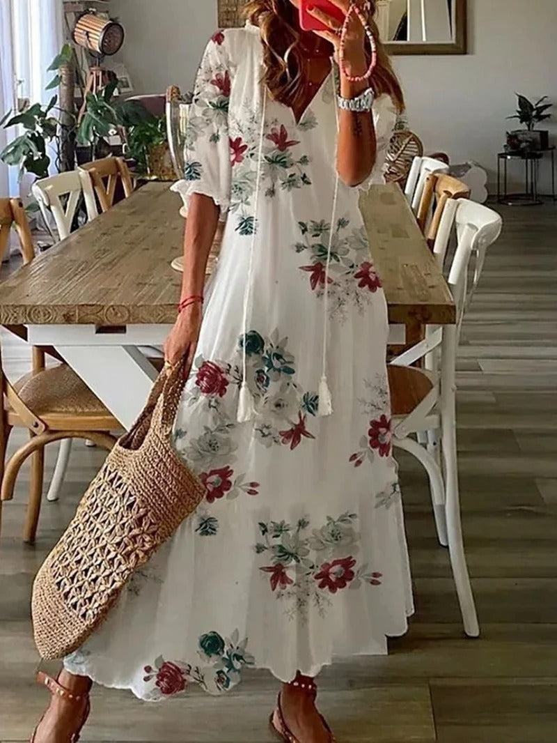 Product Image for Mode - Bohemian Maxi Jurk voor Zomerse Vrouwen, Wit / L