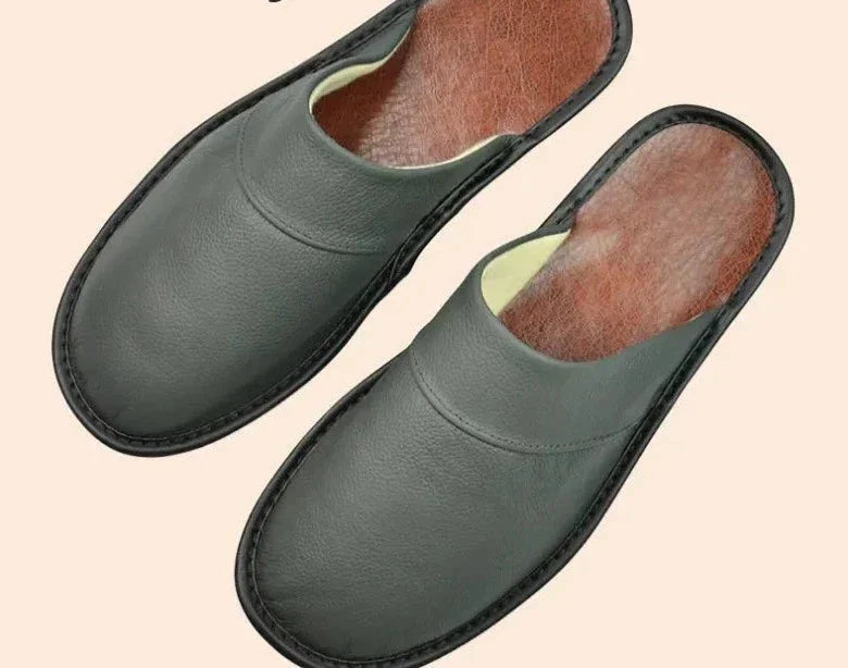 Product Image for Heidi-Mode - Bequeme Herrenpantoffeln aus schwarzem Rindsleder, Grau / 41