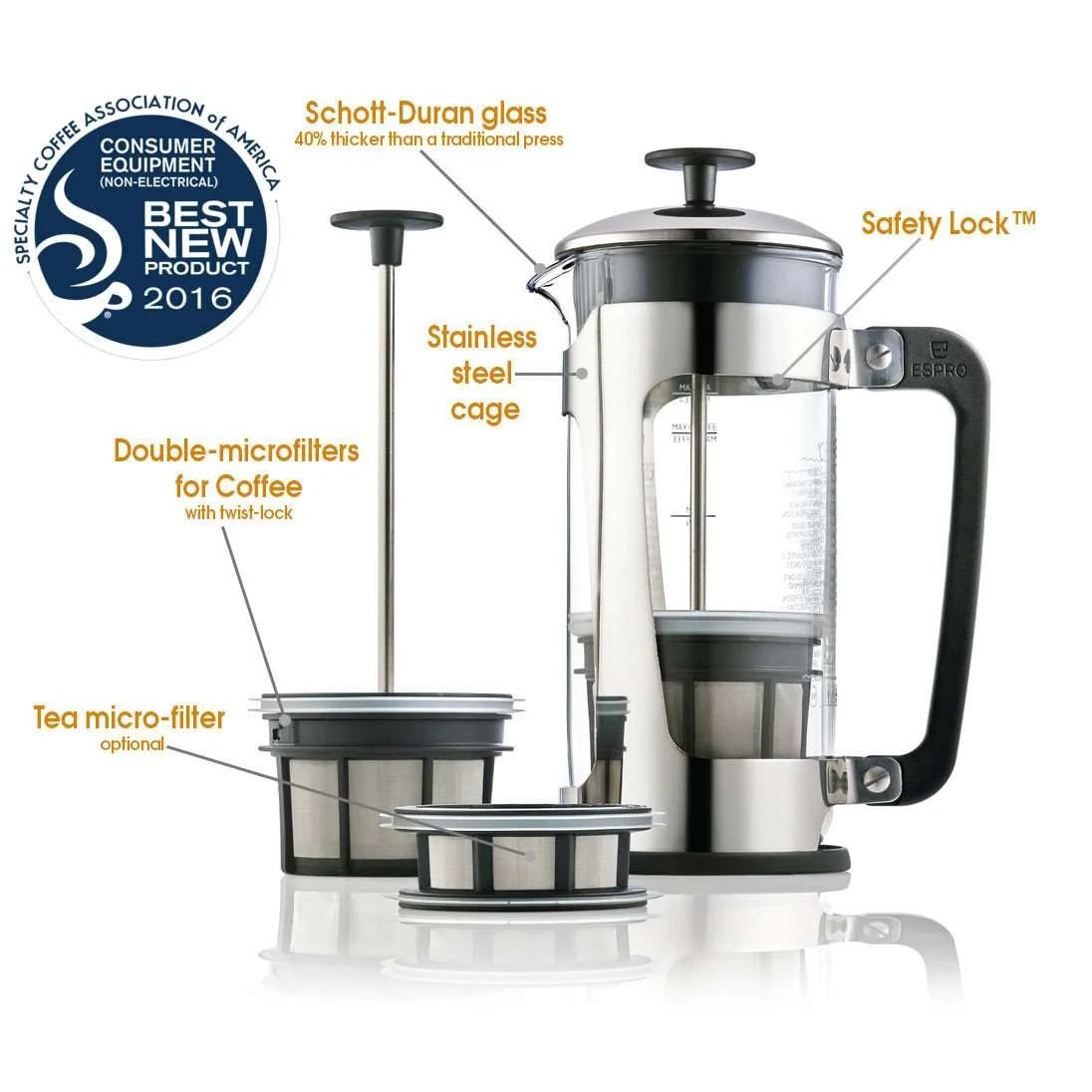 Bodum Columbia French Press Coffee Maker, Stainless Steel, Thermal, Double Wall