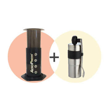 Aeropress Coffee Maker + Porlex Mini II Coffee Grinder | Starter Kit for Home and Travel