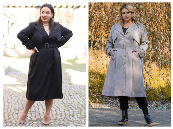Additionally, our Plus Size Trench Coat at ElsyStyle is a must-have for the upcoming autumn and winter seasons. Expertly tailored to enhance your figure, this coat features a stylish belt that beautifully cinches at the waist. Its versatility shines, making it the perfect choice for various occasions - from office wear to casual outings, shopping trips, or romantic dates. The coat boasts a classic buttoned front and is lined for extra comfort. Made from smooth, slightly stretchy fabric, it combines comfort with elegance. As a staple in our collection, this ElsyStyle trench coat is a timeless piece that pairs wonderfully with anything from elegant dresses and loose jeans to trendy tracksuits, ensuring you stay stylishly prepared for any event.