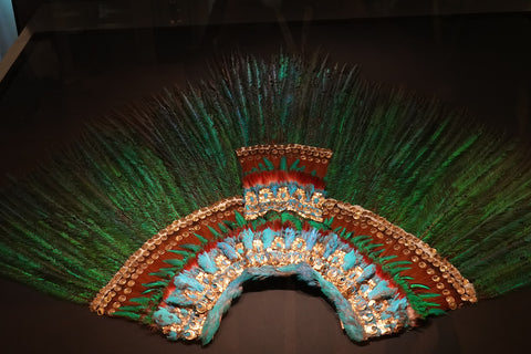 Head dress made from Quetzal feathers