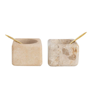 Square Marble Pinch Pot with Spoon - Pageberry