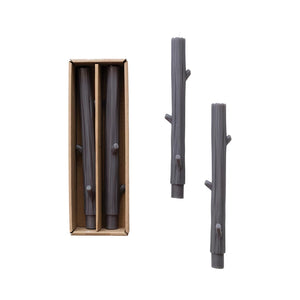 Twig Shaped Taper Candles Charcoal - Pageberry