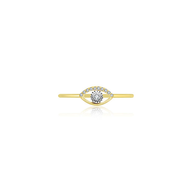 18k Gold Eye Shape Diamond Ring