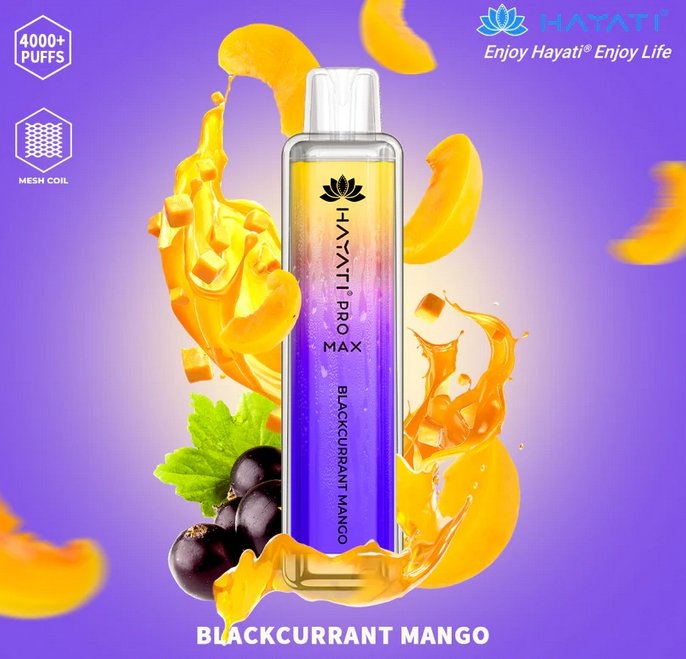 Hayati Pro Max 4000 Disposable Vape Puff Bar Box of 10 - Blackcurrant Mango -Vapeuksupplier