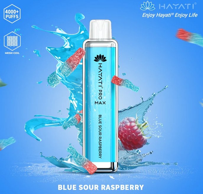Hayati Pro Max 4000 Disposable Vape Puff Bar Box of 10 - Blue Sour Raspberry -Vapeuksupplier