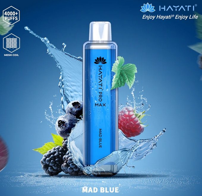 Hayati Pro Max 4000 Disposable Vape Puff Bar Box of 10 - Mad Blue -Vapeuksupplier
