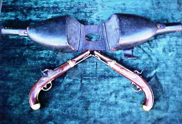 A Rare (Pair) of Civil War U.S. Military Model 1842 Percussion Pistols with Black Leather Saddle Holsters, #1463 Firearms