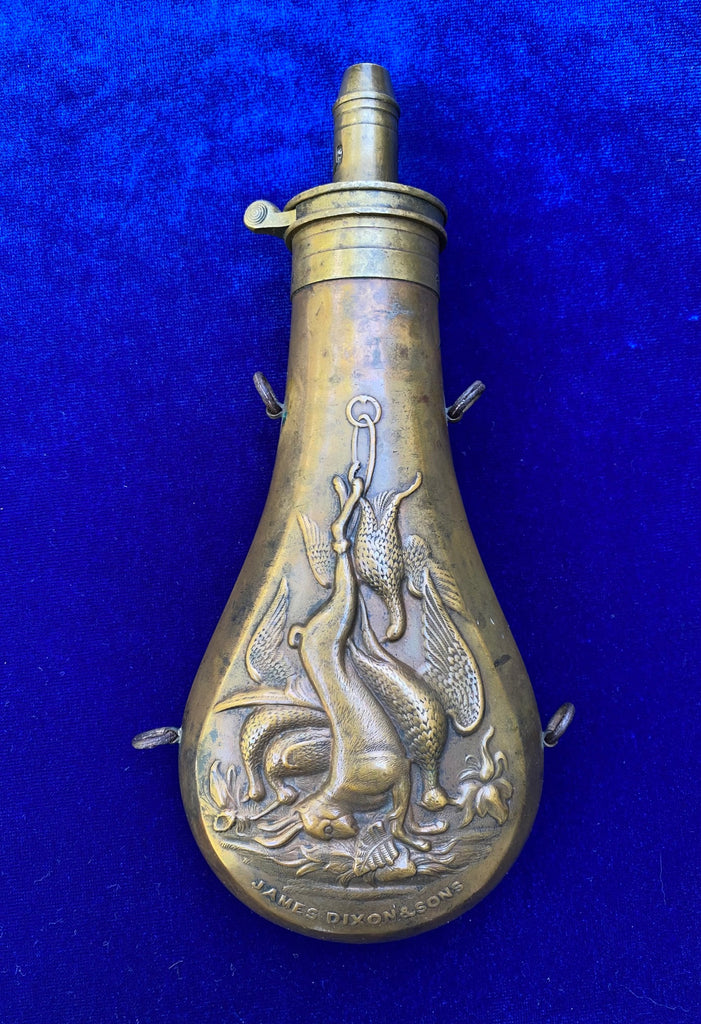 Vintage US Brass Peace Pattern Powder Flask- Civil War Reproduction
