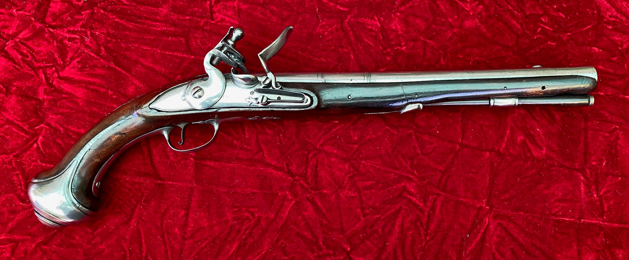 A Very Interesting Large American Revolutionary War Period English Flintlock Holster Pistol by JOVER, LONDON Dated 1775 !