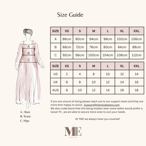 Size Guide – The Modest Era