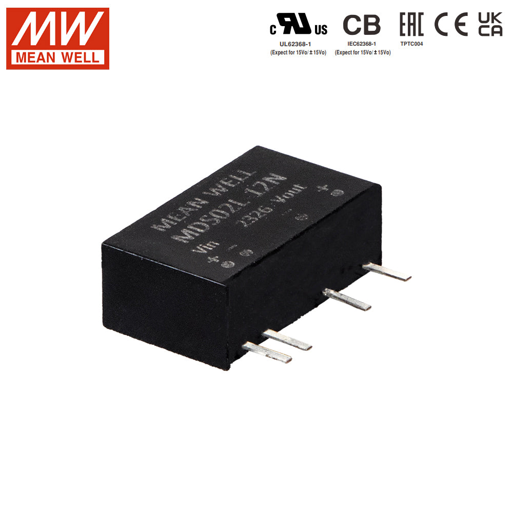 Mean Well MDS02N-12N SIP Package DC-DC Converter- 2W - 12V Out