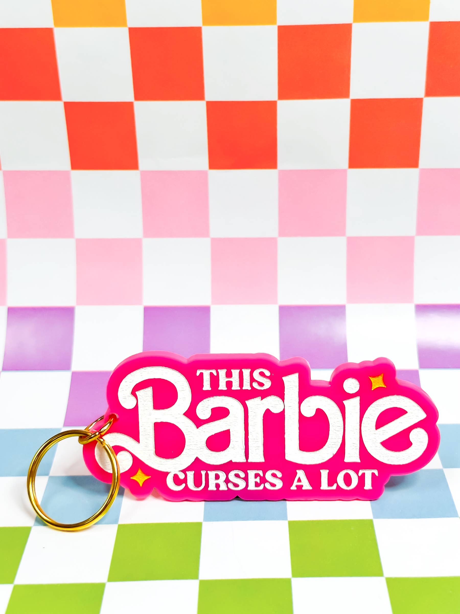 Barbie Curses a Lot Keychain (Silver / Pink)