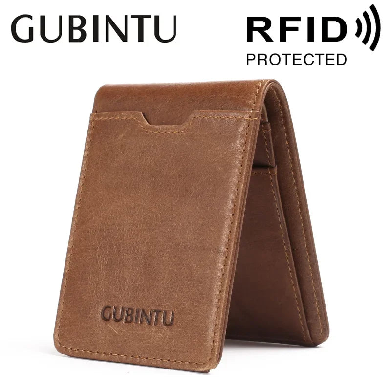 Slim Leather ID/Credit Card Holder Bifold Front Pocket Wallet with RFID Blocking Business Card Holder Genuine Leather BPW24