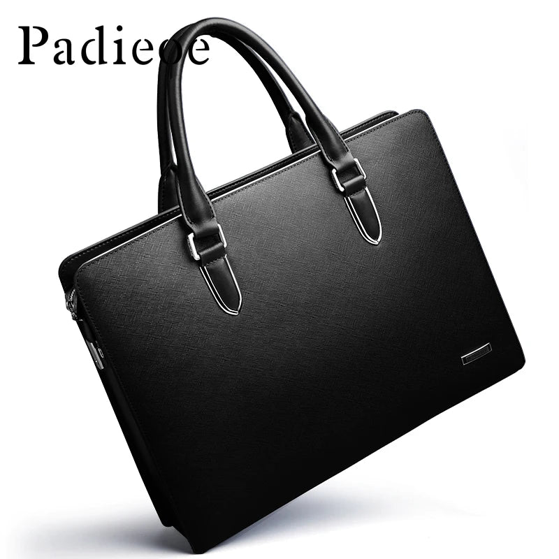 Padieoe Men's Briefcase Genuine Leather Totes Bag for Documents Leather Men's Shoulder Bag Male Cow Skin Business Messenger Bag.LT24