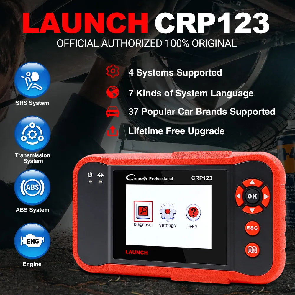 LAUNCH X431 CRP123 OBD2 Tools ABS SRS Airbag Engine AT Automotive Diagnostic Scanner Full OBDII Code Reader Lifetime Free Update AM23